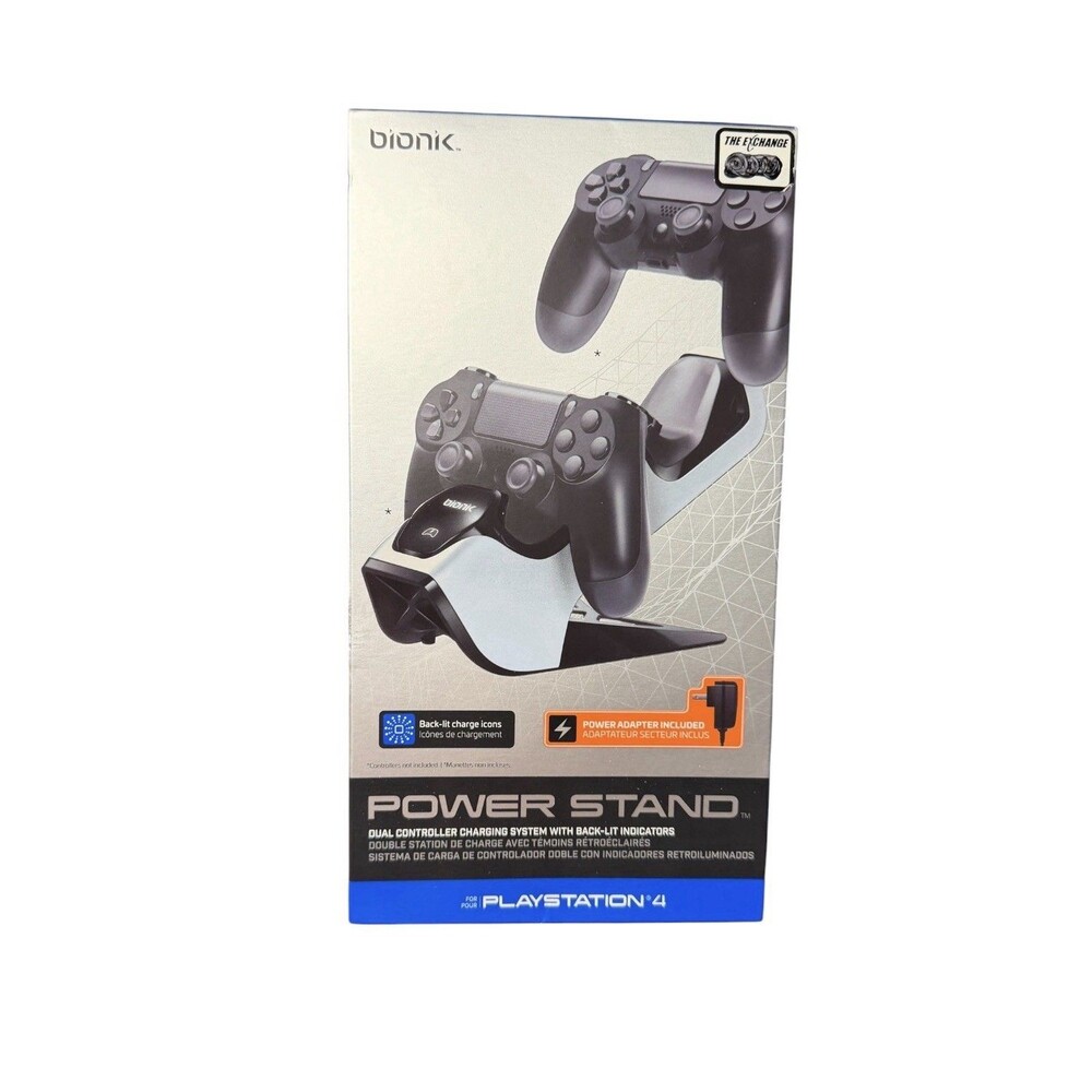 Bionik Power Stand Dual PS4 Controller Charging Station Dock BNK-9027 New